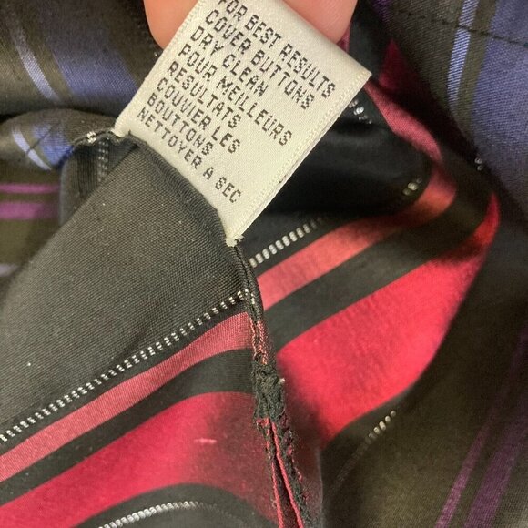 TALBOTS Silk Holiday Blouse Size 16WP 16P Petite Striped Sparkly Button Up Top - Picture 11 of 14